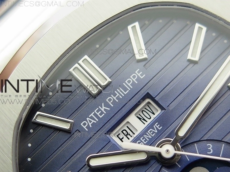 NAUTILUS 5726 SS GRF 1:1 BEST EDITION BLUE DIAL WORKING ANNUAL CALENDARON BLUE LEATHER STARP A.324 V2